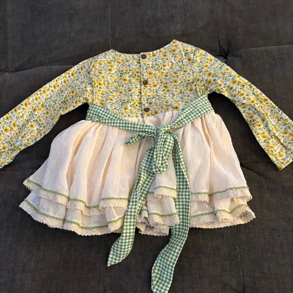 NEW Love And Grow Size 18M 18 Months Yellow Floral Fall Emery Dress Bloomers Set - Picture 3 of 9